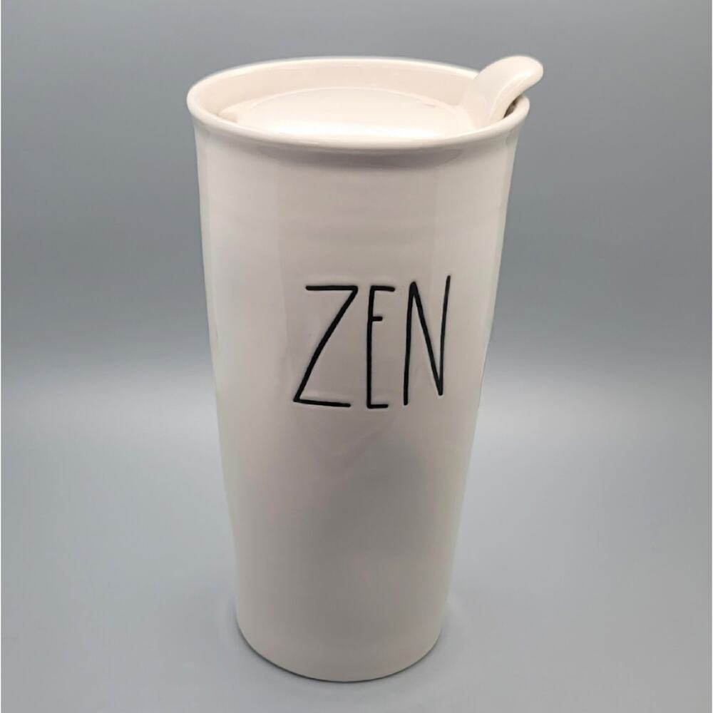 Rae Dunn ZEN Large Letter Font Ceramic Travel Coffee Mug with Lid by Magenta